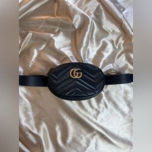 Gucci Marmont Black Leather Belt Bag